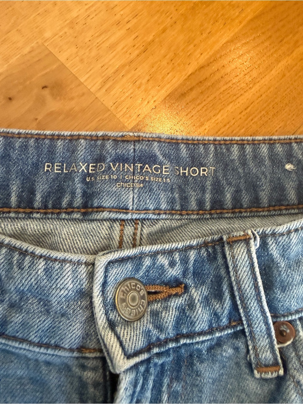 Chico's Medium Wash Denim Cutoff Shorts - Picture 3 of 9